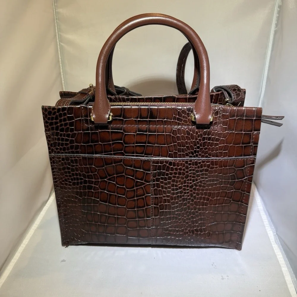 Radley London Agnes Street Brown Croc Embossed MedCross Bod Multiway Bag Zip Top